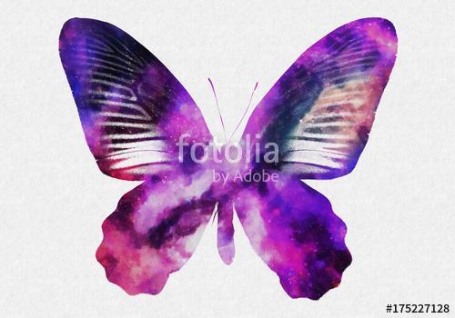 Watercolor Space Butterfly Art, Space Texture, Print Ready, Post, Premium Kollekció