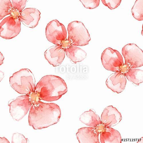 Floral seamless pattern. Watercolor background with red flowers , Premium Kollekció