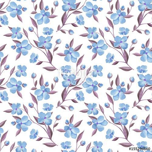 Hand drawn watercolor floral seamless pattern. Background with f, Premium Kollekció