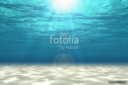 Abstract under sea background, white sand with sun ray for your design. Digital generating image. 3D illustration., Premium Kollekció