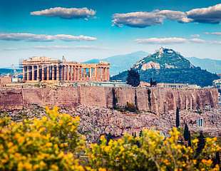 Parthenon, athéni Akropolisz tavasszal, 