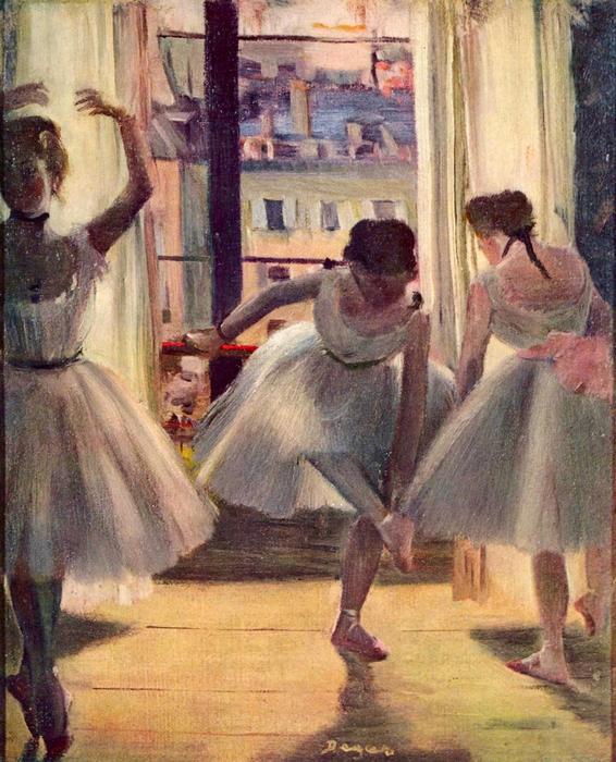 Balett-táncosnők a gyakorlóteremben, Edgar Degas