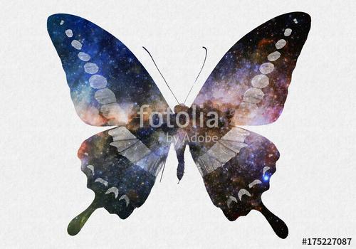 Watercolor Space Butterfly Art, Space Texture, Print Ready, Post, Premium Kollekció