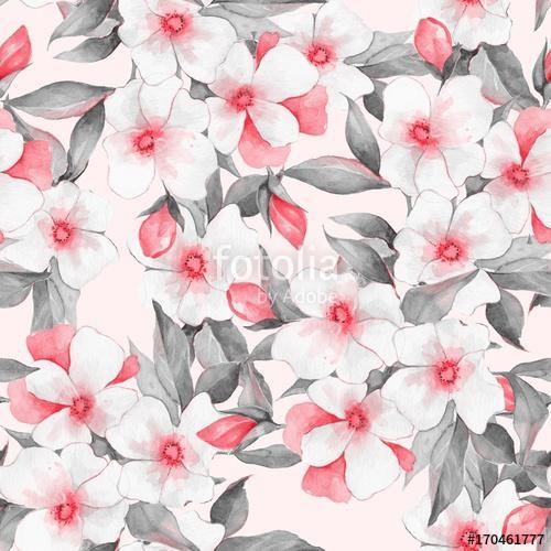 Floral seamless pattern 1. Watercolor background with white flow, Premium Kollekció