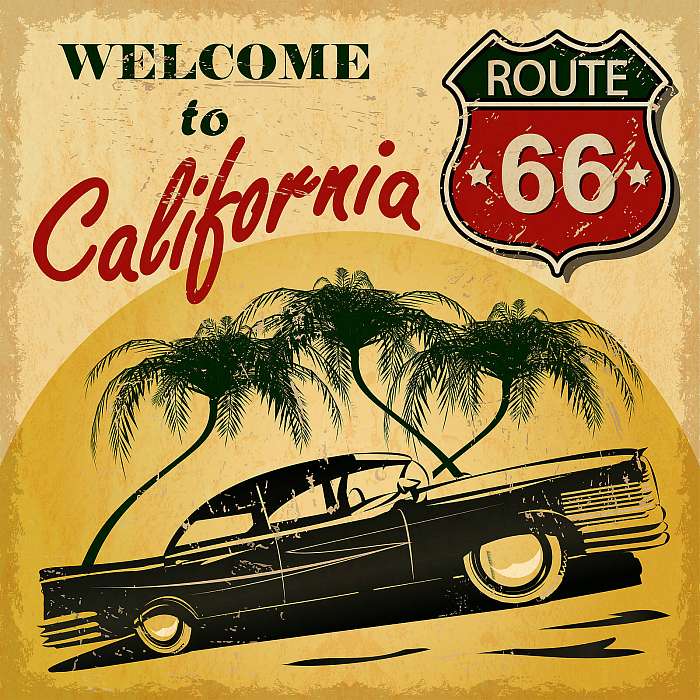 Welcome to California retro poster, Premium Kollekció