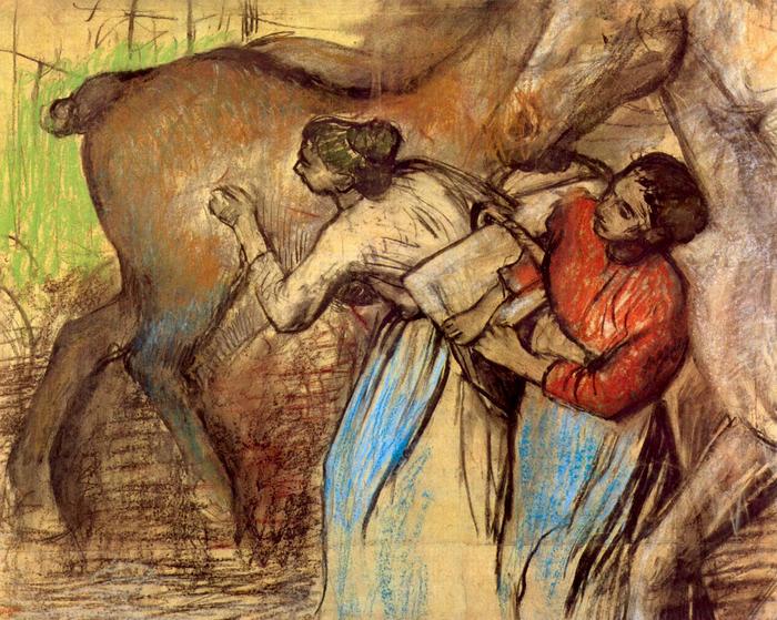 Két nő lócsutakolás közben, Edgar Degas