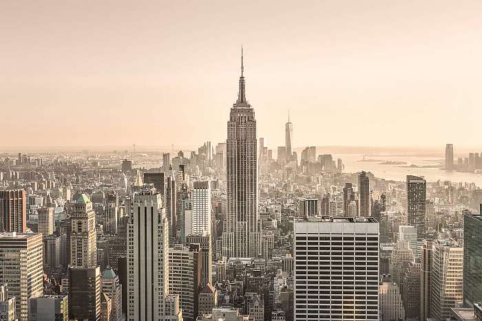 New York City. Manhattan belvárosában a napfény megvilágította E, Premium Kollekció