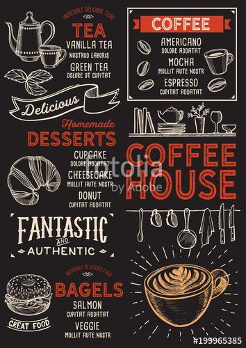 Coffee restaurant menu. Vector drink flyer for bar and cafe. Des, Premium Kollekció