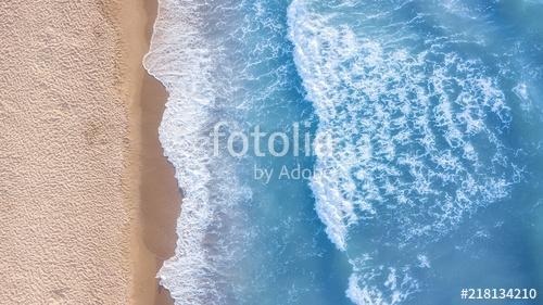 Wave on the beach as a background. Beautiful natural background at the summer time. Aerial seascape from drone at the summer tim, Premium Kollekció