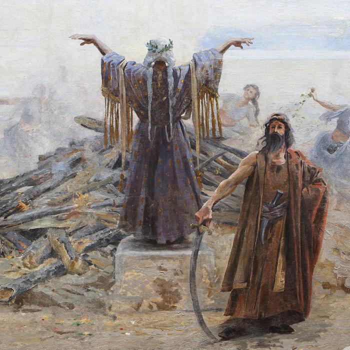 A táltos imája az oltár előtt (Magyarok bejövetele, részlet - A táltos), Feszty Árpád