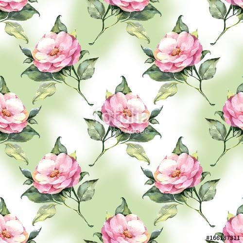 Watercolor floral seamless pattern with hand painted roses, Premium Kollekció