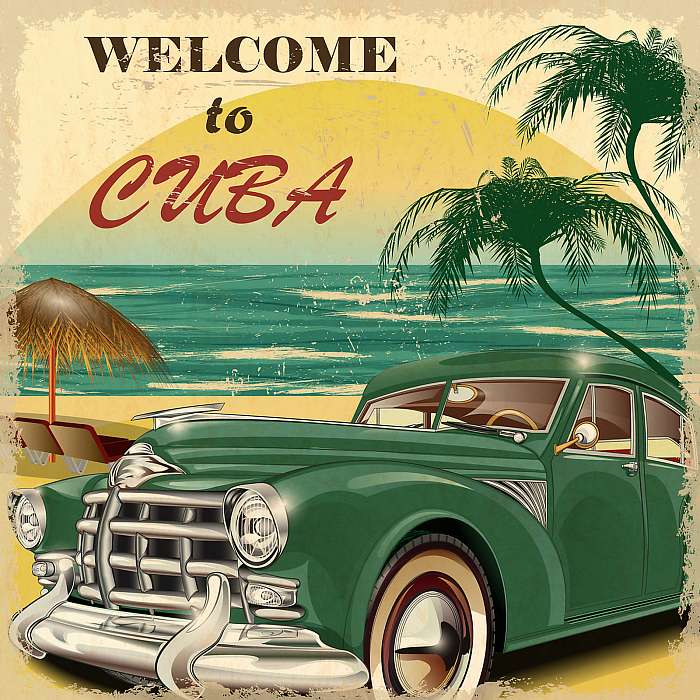 Welcome to Cuba retro poster, Premium Kollekció