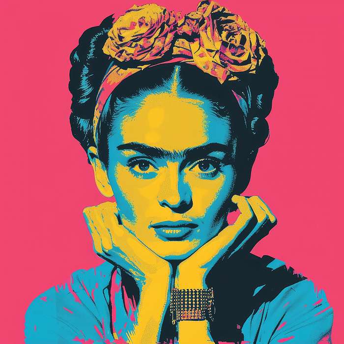 Frida Kahlo önarckép PopArt stílusban, Frida Kahlo Frida Kahlo önarckép PopArt stílusban, Frida Kahlo