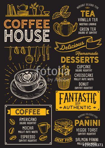 Coffee restaurant menu. Vector drink flyer for bar and cafe. Des, Premium Kollekció