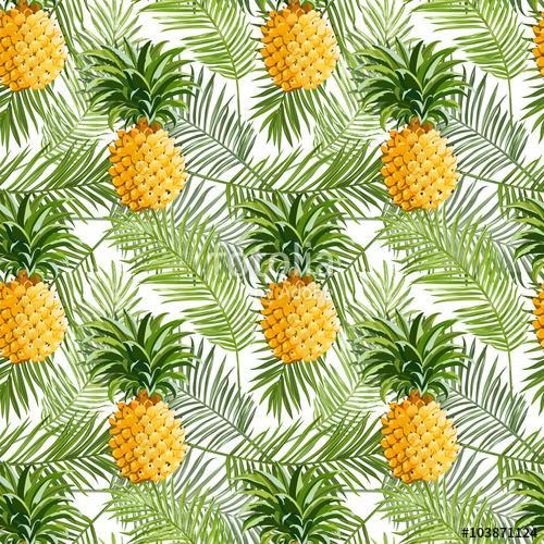 Trópusi pálmafák és ananászok háttere - zökkenőmentes csöpögés, Premium Kollekció