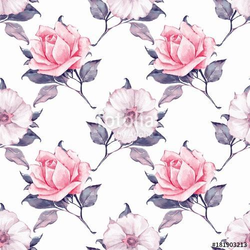 Floral seamless pattern. Watercolor background with beautiful ro, Premium Kollekció