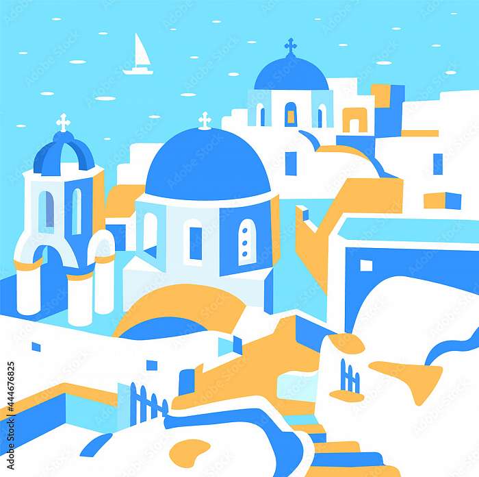 Santorini szigete, absztrakt grafika, Partner Kollekció Santorini szigete, absztrakt grafika, Partner Kollekció