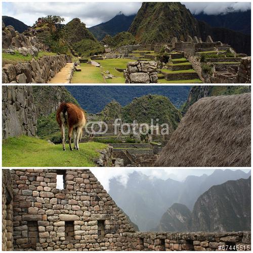 Peru kollagája Machu Pichu és Titicaca tó tájakkal, Premium Kollekció