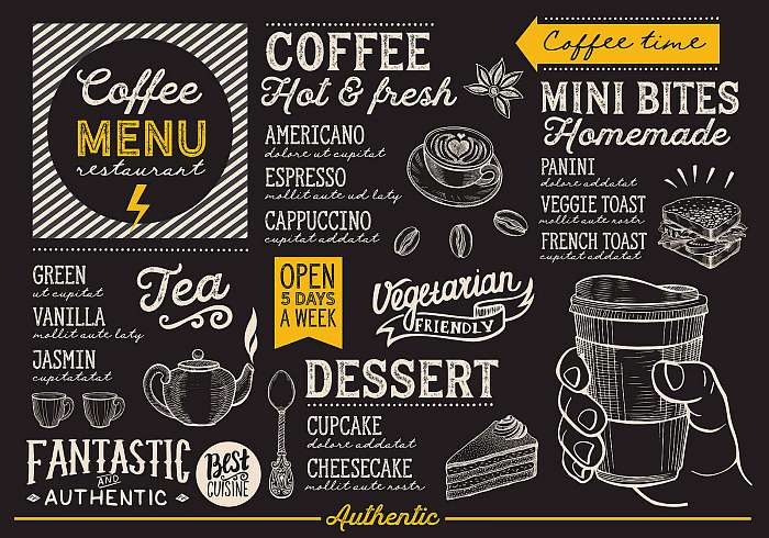 Coffee menu restaurant, drink template., Premium Kollekció