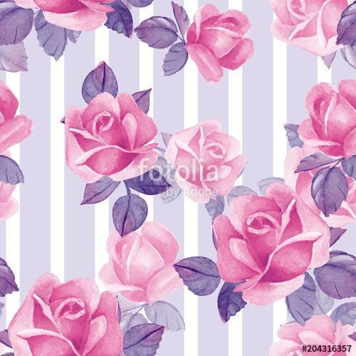 Floral seamless pattern. Watercolor background with pink roses, Premium Kollekció