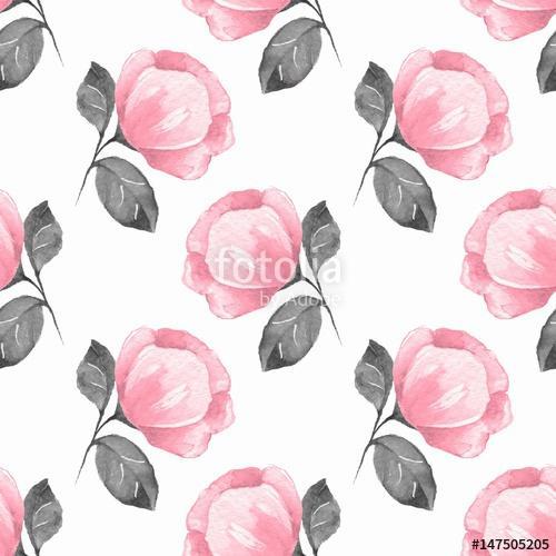 Floral seamless pattern. Watercolor background with pink flowers, Premium Kollekció