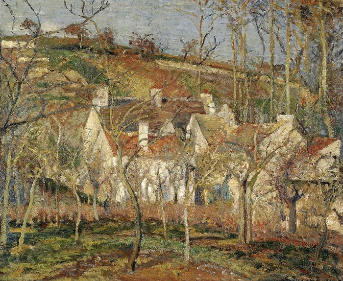 Vörös háztetők télen, Camille Pissarro