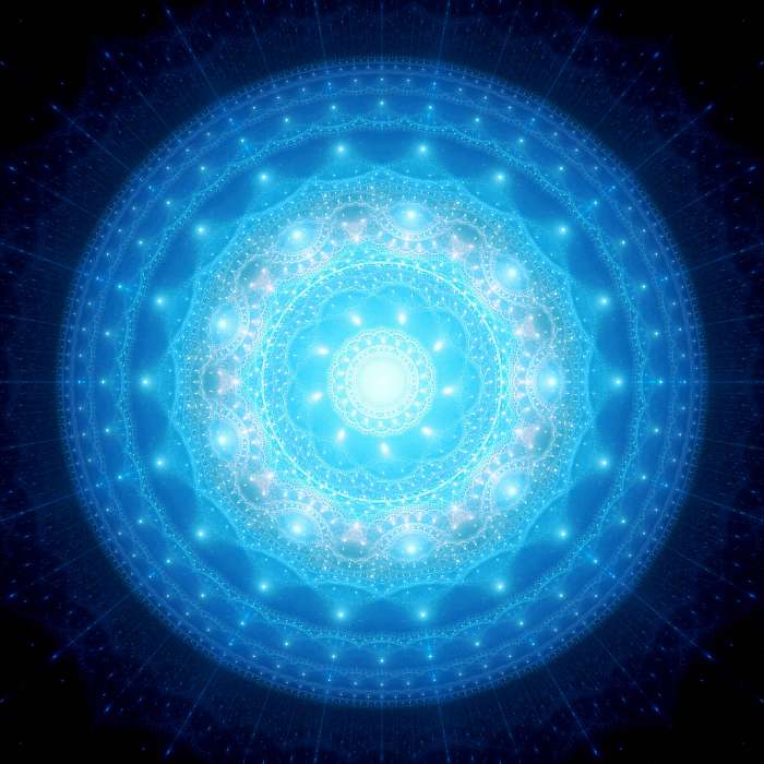 Blue glowing mandala in space, Premium Kollekció