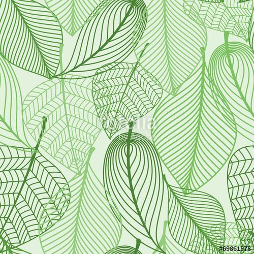 Green leaves seamless pattern background, Premium Kollekció