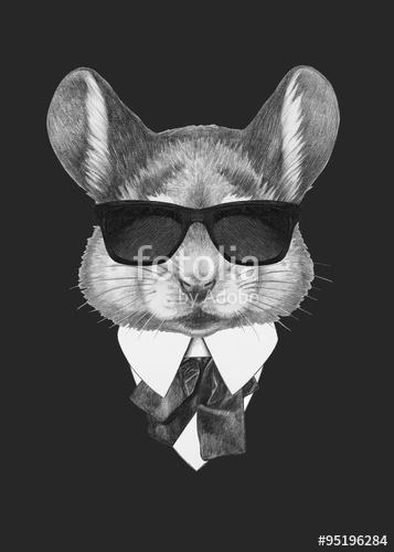 Portrait of Mouse in suit. Hand drawn illustration., Premium Kollekció