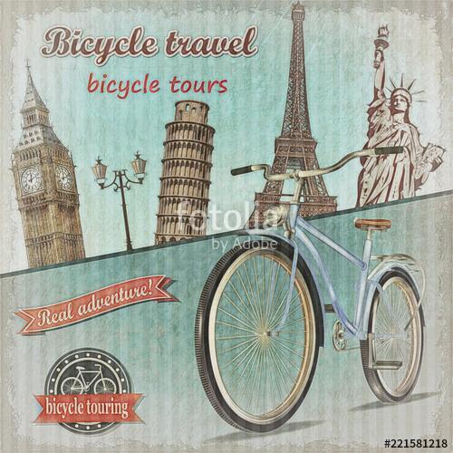 Bicycle tour poster., Premium Kollekció