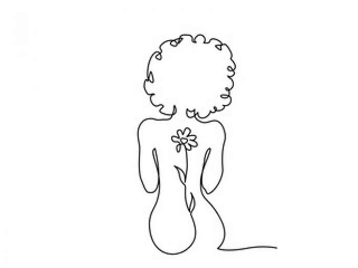 Ülő női alak virággal (vonalrajz, line art), Partner Kollekció